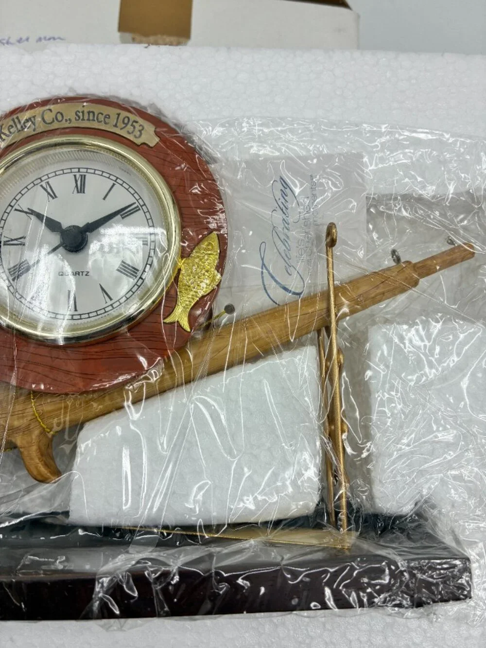 House of Lloyd Fishin' Time Desk Clock & Pen Holder Kelley Co. 1999 New in Box